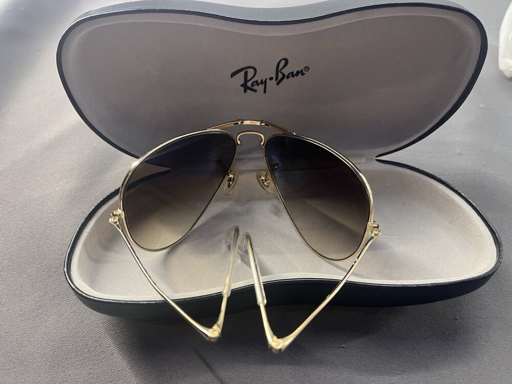 Ray-Ban RB3479 001/51 Folding Aviator Sunglasses Gold Brown Gradient 58-14 Case